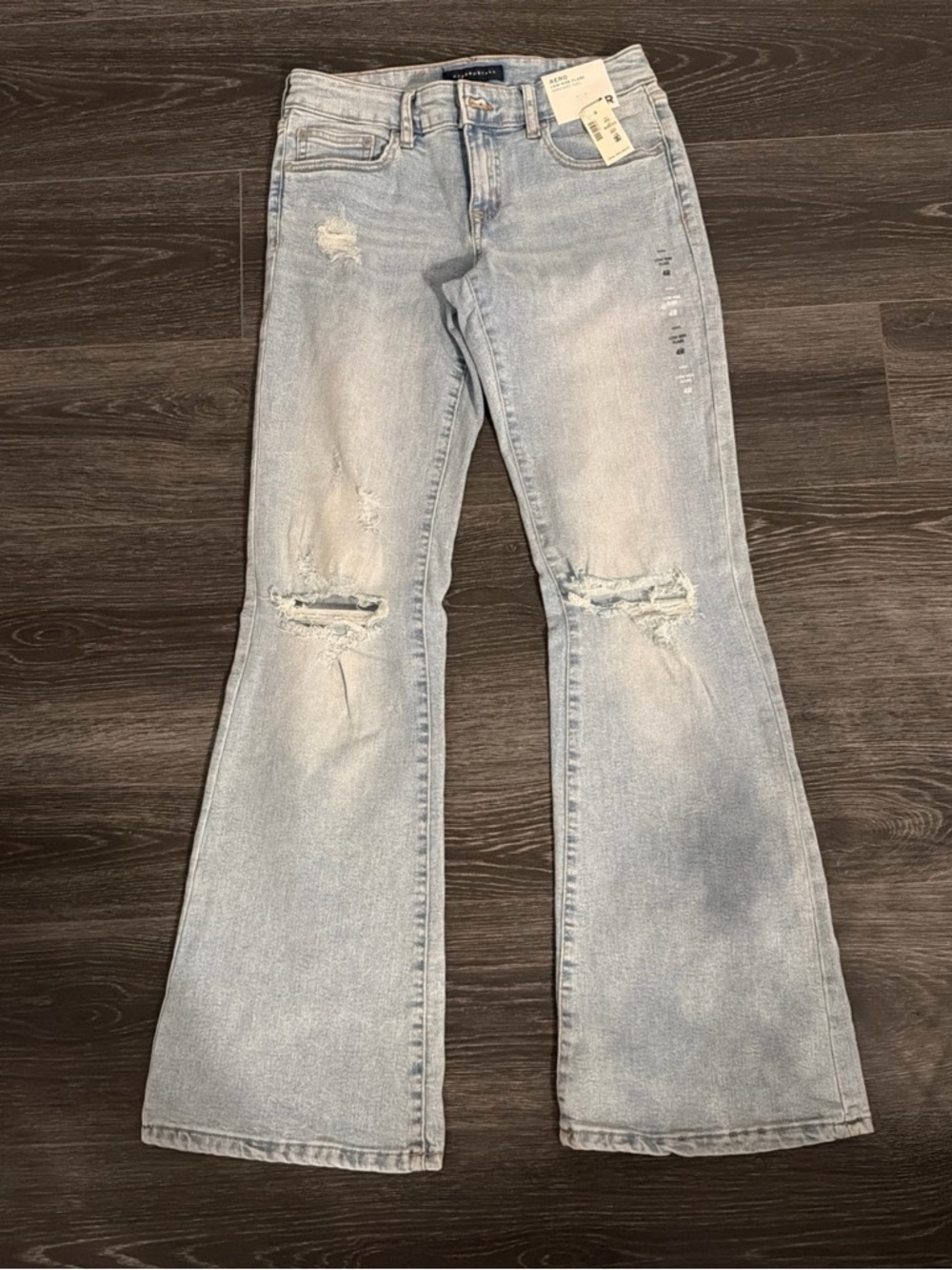 Aeropostale Light Blue Distressed Flare Jeans - Women